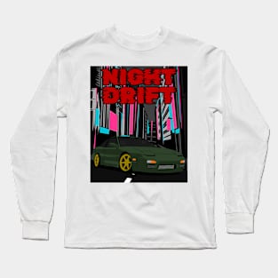 Green Nissan 240sx Night Drift Long Sleeve T-Shirt